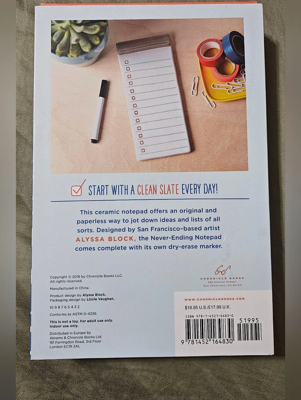 Chronicle Books Never-Ending Notepad in White and Coral